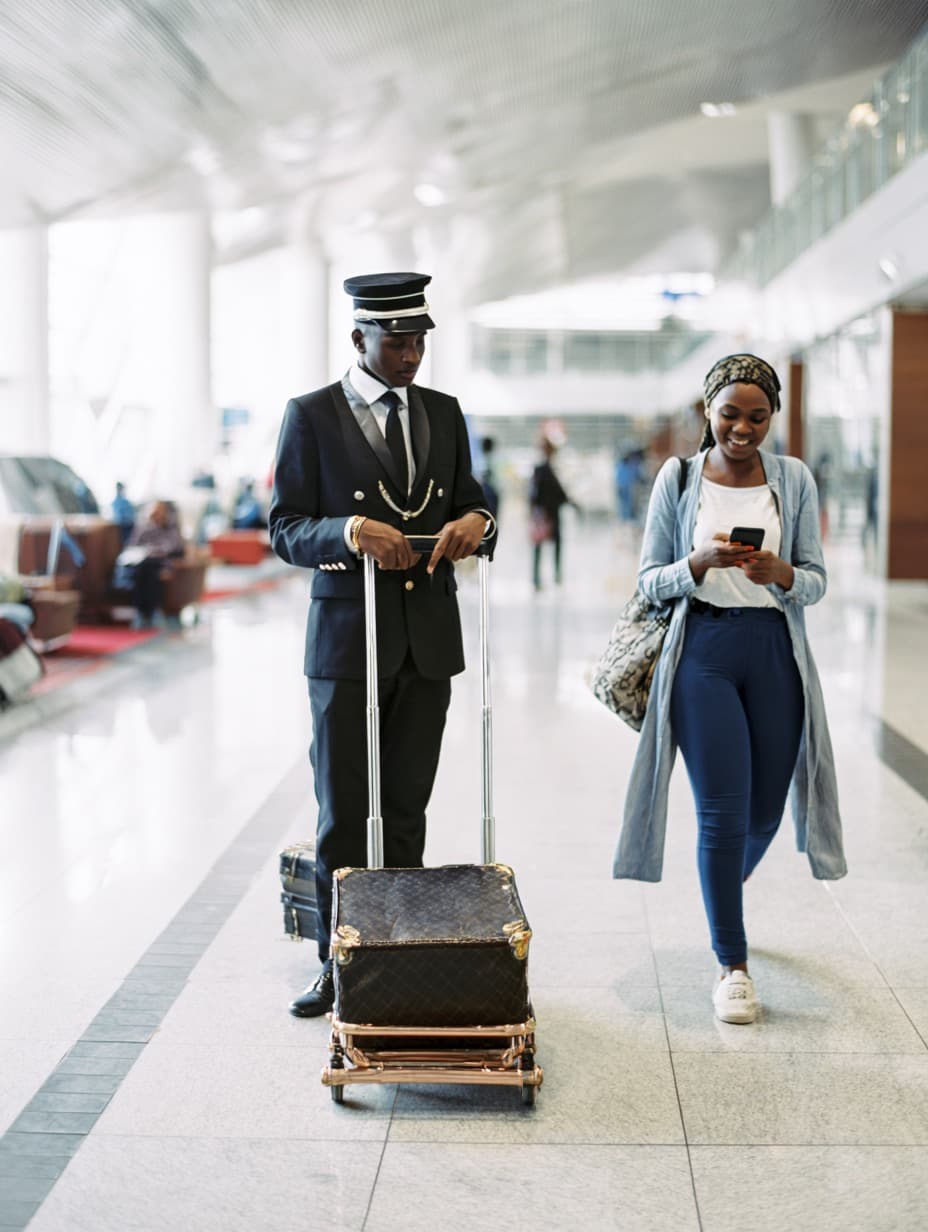 RCS concierge inside an airport terminal